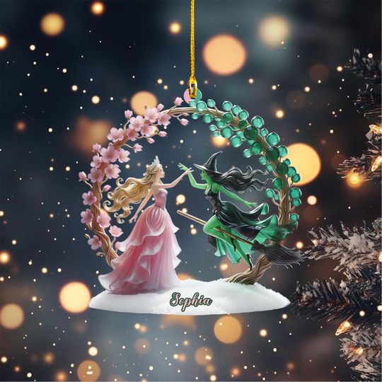 Personalized Wicked Ornament - Glinda Elphaba Custom Shape Acrylic Keepsake - Broadway Musical Fan Gift - Changed For Good Decor