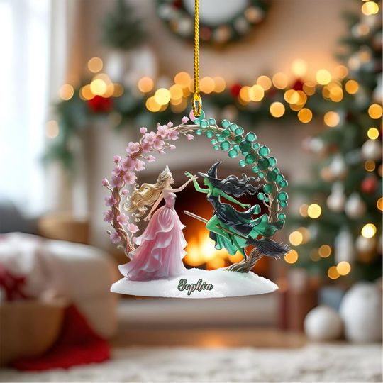 Personalized Wicked Ornament - Glinda Elphaba Custom Shape Acrylic Keepsake - Broadway Musical Fan Gift - Changed For Good Decor