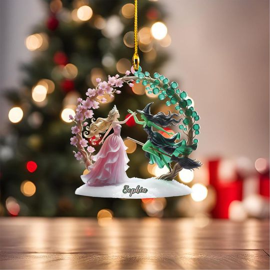 Personalized Wicked Ornament - Glinda Elphaba Custom Shape Acrylic Keepsake - Broadway Musical Fan Gift - Changed For Good Decor
