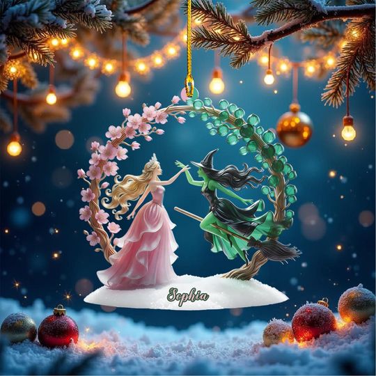 Personalized Wicked Ornament - Glinda Elphaba Custom Shape Acrylic Keepsake - Broadway Musical Fan Gift - Changed For Good Decor