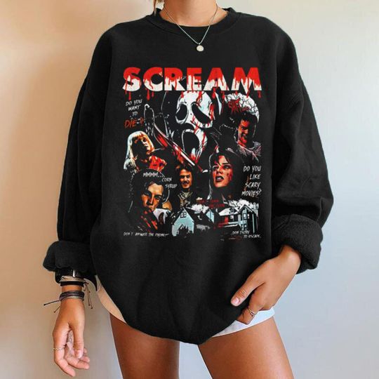 Retro 90s Scream Movie Sweatshirt, Ghostface Scream Movie Sweatshirt