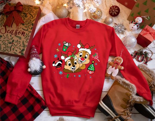 Chip & Dale Christmas Sweatshirt, Disney Trip Sweatshirt, Christmas Gifts