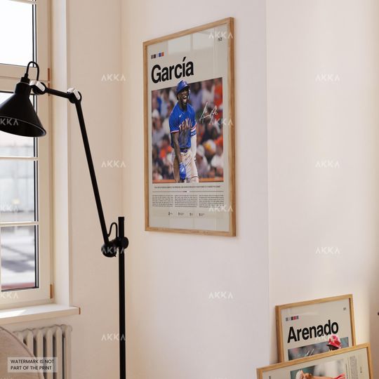 Adolis Garca Poster, Texas Rangers Wall Art Print, Framed Baseball Decor