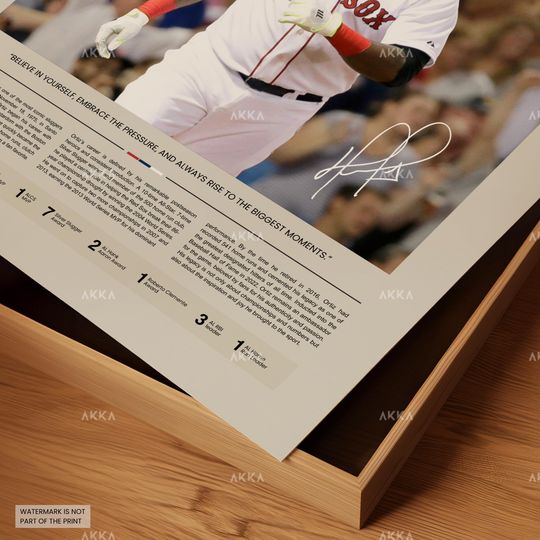 David Ortiz Poster, Boston Red Sox Wall Art Print, Framed Baseball Decor