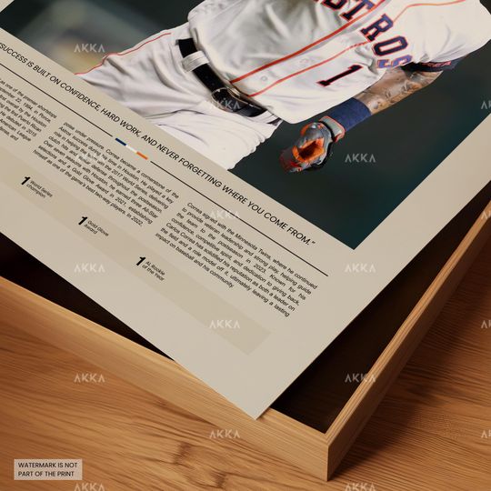 Carlos Correa Poster, Houston Astros Wall Art Print, Framed Baseball Decor