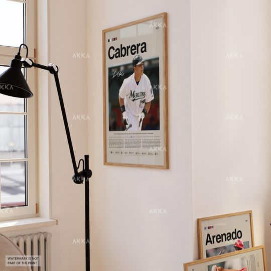 Miguel Cabrera Poster, Florida Marlins Wall Art Print, Framed Baseball Decor