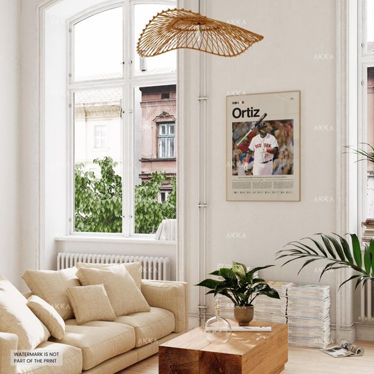 David Ortiz Poster, Boston Red Sox Wall Art Print, Framed Baseball Decor