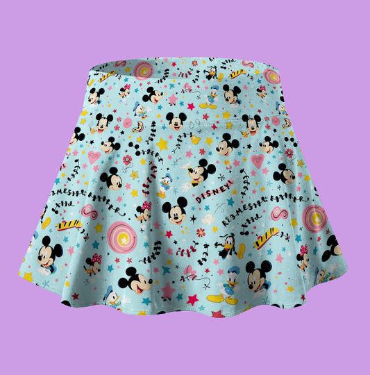 Personalized Text Skirt, Blue Mickey Disney, Skirt with Shorts, Pickleball Skirt, Tennis Skirt, Running Skirt, Skort, Disney Outfit