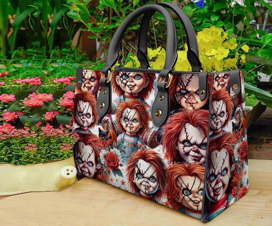 Chucky Halloween Leather Handbag, Horror Leather Bag, Shoulder Bag, Gift For Mom
