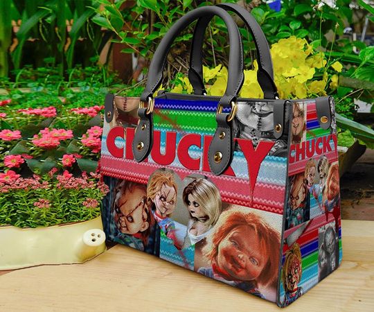 Chucky Halloween Leather Handbag, Chucky Leather Bag, Shoulder Bag, Top Handle Bag, Gift For Mom.