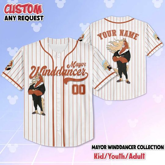 Custom Mayor Winddancer Baseball Jersey, Zootopia 2 Inspired