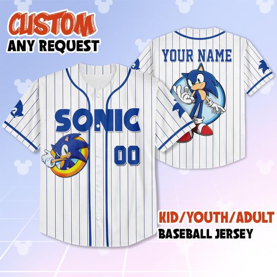 Custom Sonic the Hedgehog Baseball Jersey, Personalized Team Shirt