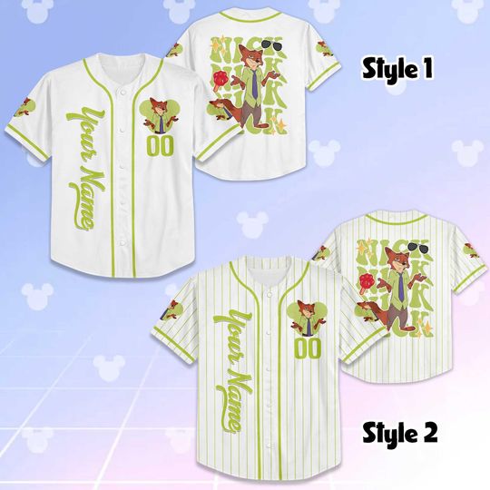 Custom Nick Wilde Baseball Jersey, Zootopia 2 Family Outfit