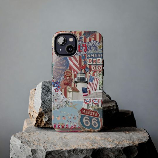Retro Route 66 iPhone Case: Vintage Americana Collage