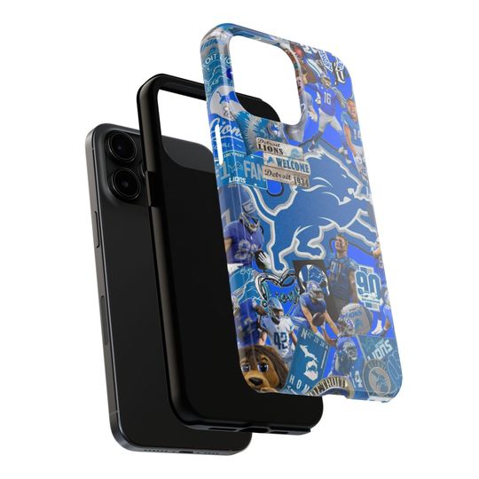 Detroit Lions iPhone Case: Blue & Silver Football Collage