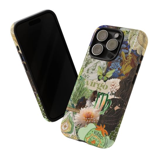 Virgo Zodiac Phone Case: Boho Astrology Collage - iPhone & Samsung