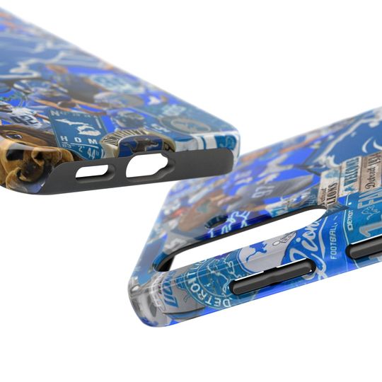 Detroit Lions iPhone Case: Blue & Silver Football Collage