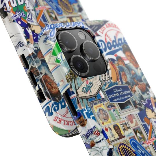 Dodgers iPhone Case | Retro Baseball Collage, Protective Phone Cover