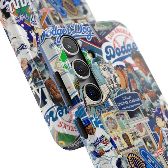 Dodgers iPhone Case | Retro Baseball Collage, Protective Phone Cover