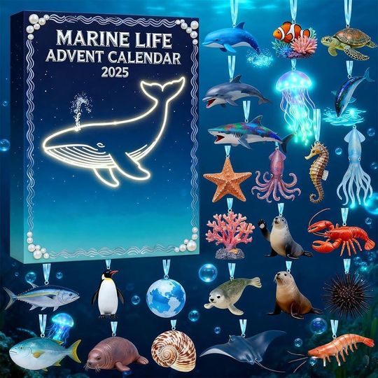 Marine Life Advent Calendar 2025, Ocean Animal Mini Figures