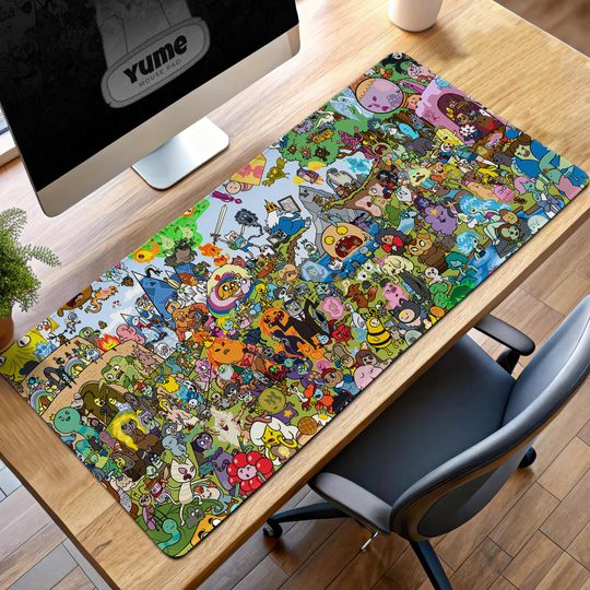 Adventure Time Collage Mouse Pad, Cartoon Desk Mat, Vibrant Gaming Surface