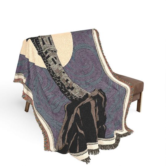 Wizard Tower Woven Blanket - Van Gogh Style Tapestry - Fantasy Castle Decor - Starry Night Art - Magic Landscape Gift - Witchy Moon Throw