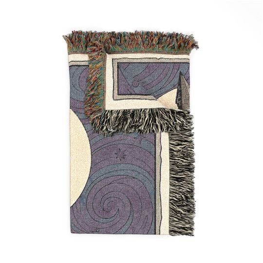 Wizard Tower Woven Blanket - Van Gogh Style Tapestry - Fantasy Castle Decor - Starry Night Art - Magic Landscape Gift - Witchy Moon Throw