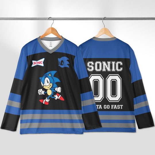 Personalized Sonic Hockey Jersey, Custom Sonic the Hedgehog Jersey, Hockey Fan Lover Gift, Hockey Team Outfit