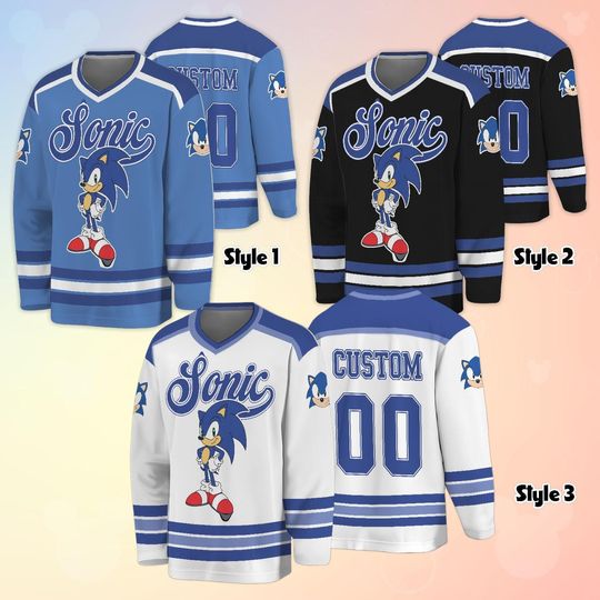Personalized Sonic the Hedgehog Hockey Jersey, Custom the Hedgehog Video Game Shirt, Sonic Matching Family Outfit, Gift For Fan