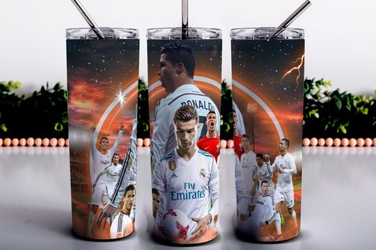 Cristiano Ronaldo Tumbler Wrap, 20oz Football Design, Real madrid tumbler