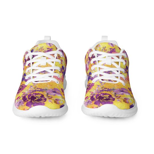 Bold Bloom Womens Athletic Shoes  Watercolor Floral Print Sneakers