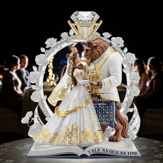 Enchanted Beauty And Beast Story Acrylic Plaque, Couple Gift, Wedding Decor