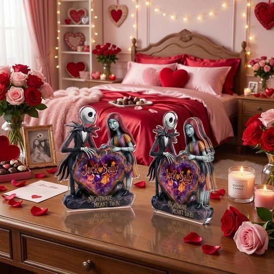 Personalized Jack & Sally Couple Acrylic Plaque Valentines Anniversary Gift Decor