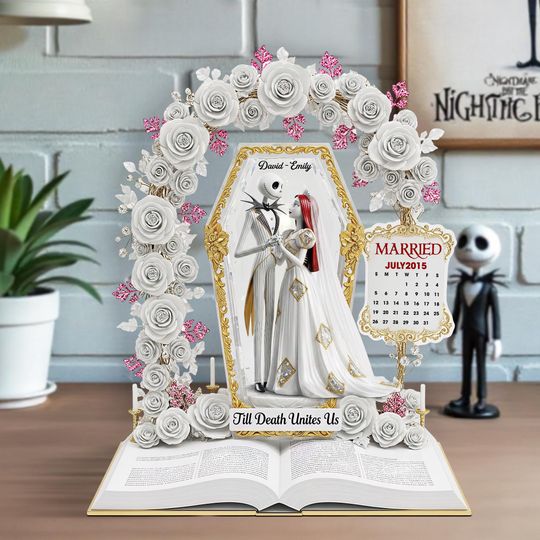 Personalized Jack & Sally Couple Acrylic Plaque Wedding Anniversary Gift Decor