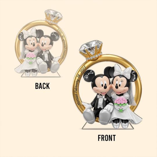 Custom Wedding Mouse Couple Plaque | Personalized Bride & Groom Gift