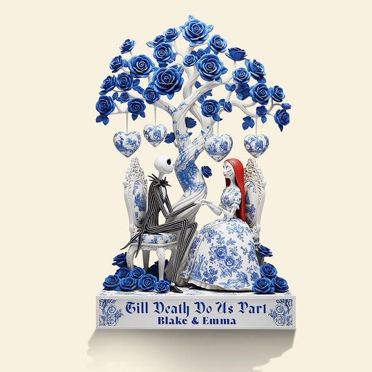 Personalized Jack & Sally Couple Acrylic Plaque Wedding Anniversary Gift Decor