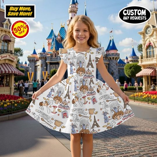 Delicious Chef Remy Ruffle Sleeve Dress, Ratatouille Foodie Birthday Outfit, EPCOT Food and Wine Festival Paris Vacation Wear 2026