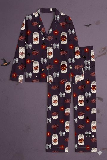 Dr Pepper Pajamas Set, Halloween Soda Can PJs, Retro Coquette Loungewear
