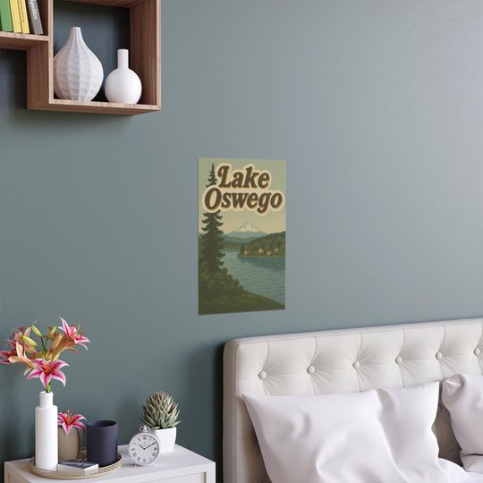 Lake Oswego Vintage Travel Poster Silk Poster