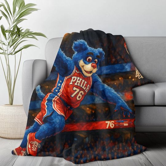 Philadelphia 76ers Blanket, Philly Sports Throw, Franklin the Dog