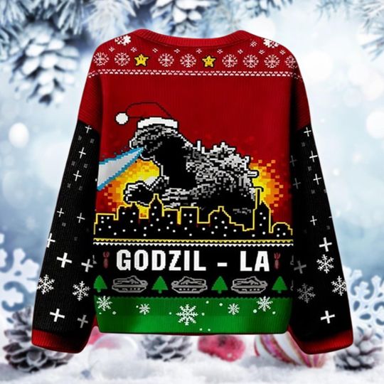 Kaiju Christmas Ugly Sweater, Monster Holiday Sweatshirt