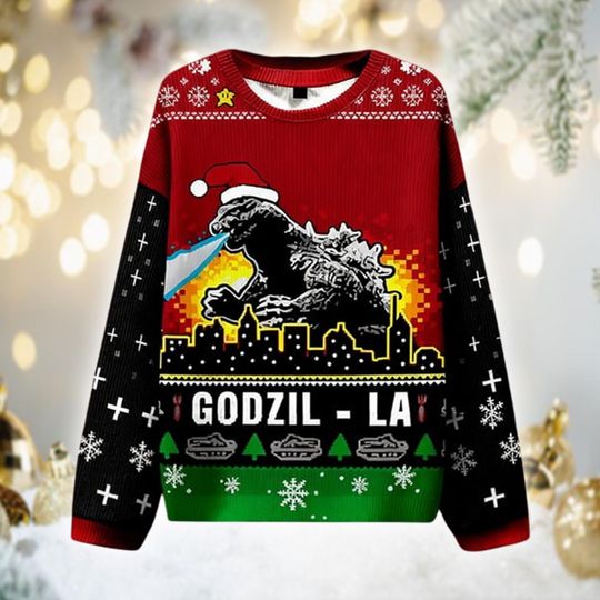 Kaiju Christmas Ugly Sweater, Monster Holiday Sweatshirt
