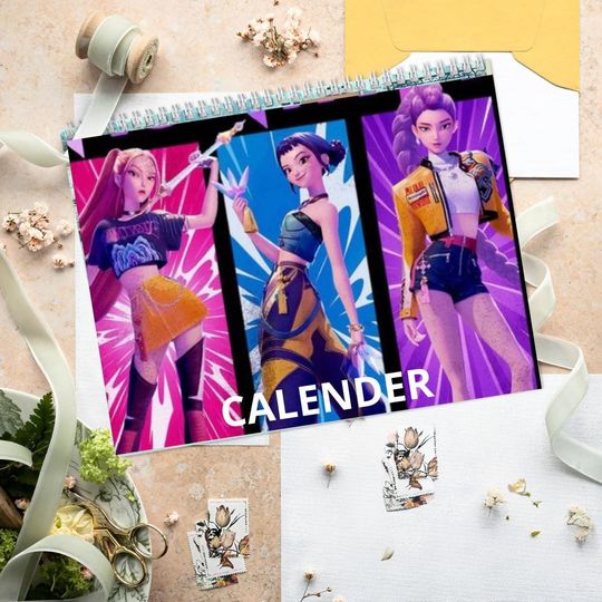 Kpop Demon Hunter Huntrix Calendar, Kpop Cartoon, 2026 Calendar, Kpop Gift, Gift for Daughter, Huntrix Christmas Gift, Gift for Her