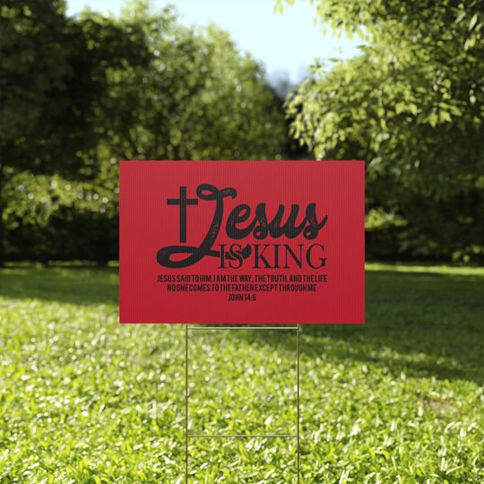 Jesus is King Yard Sign: Christian Outdoor Decor, Religious Gift