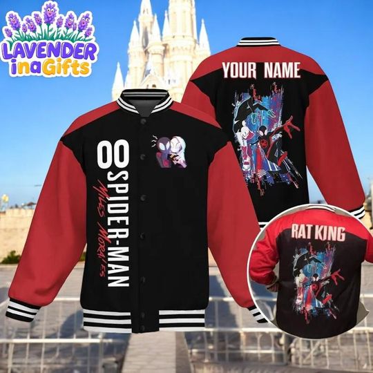 Custom Spiderman Miles Morales Couple Varsity Jacket, Personalized Disney Jacket