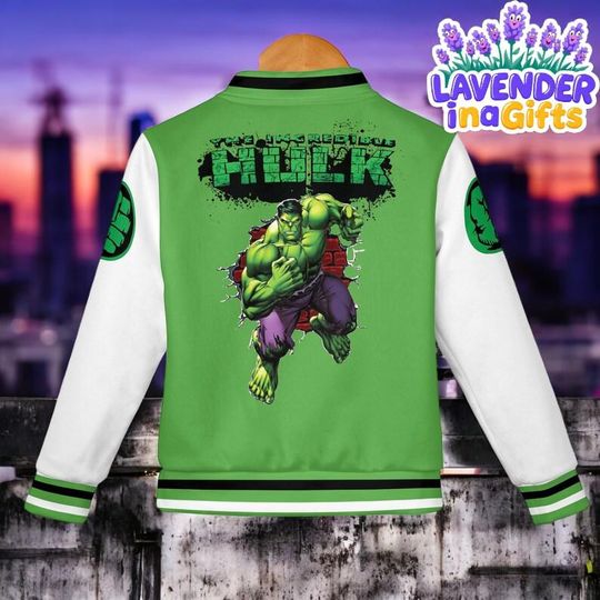 Custom Hulk Marvel Super Hero Baseball Jacket, Kids & Youth Varsity Jacket