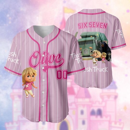 Personalized Olive Trash Truck Baseball Jersey, Hank Trash Truck Birthday Boy, Birthday Girl Jersey, Trash Truck Family Birthday Party