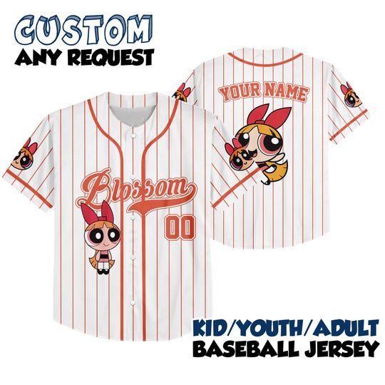 Custom The Powerpuff Girls Blossom Baseball Jersey