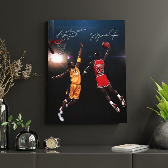 Michael Jordan Guarding Kobe Bryant Poster Vertical Premium Matte