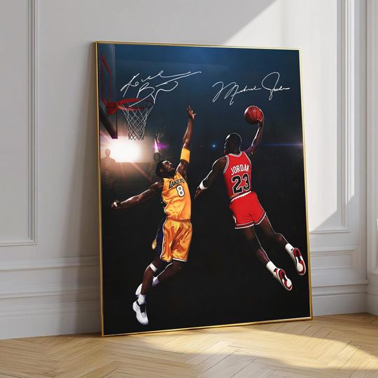 Michael Jordan Guarding Kobe Bryant Poster Vertical Premium Matte